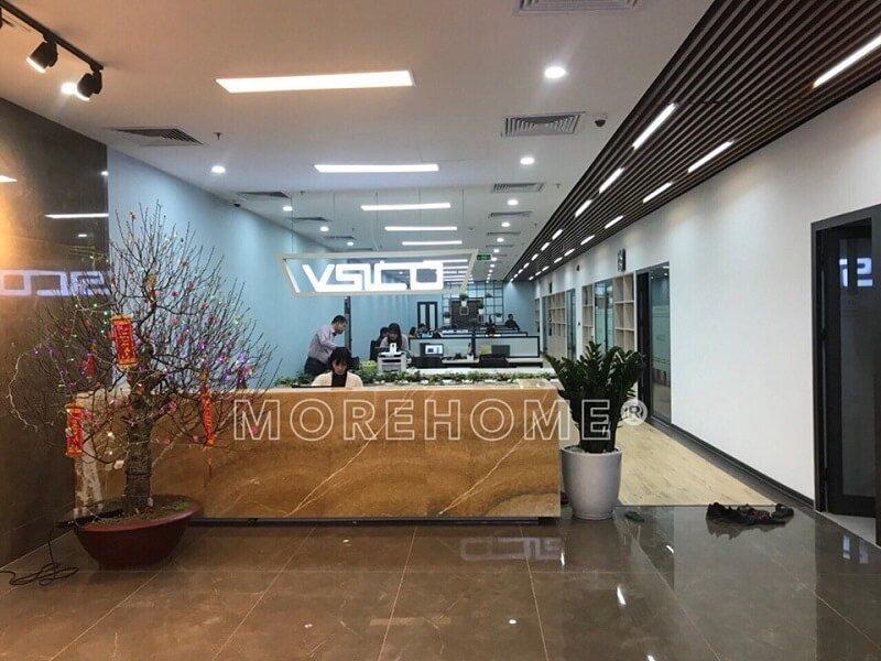 Mẫu thiết kế quầy lễ tân văn phòng VISCO đẹp, hiện đại