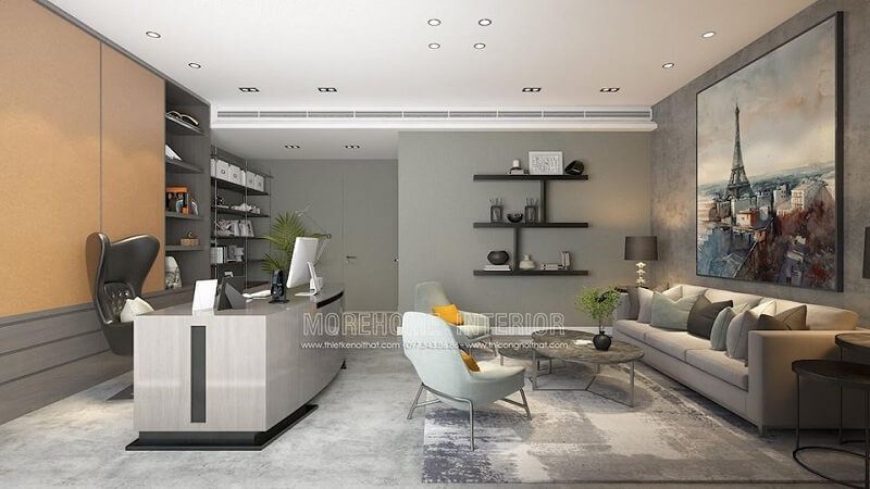 Mẫu thiết kế phòng giám đốc hiện đại với cách bố trí nội thất khoa học và sự kết hợp màu sắc ấn tượng tạo nên môt không gian làm việc lí tưởng