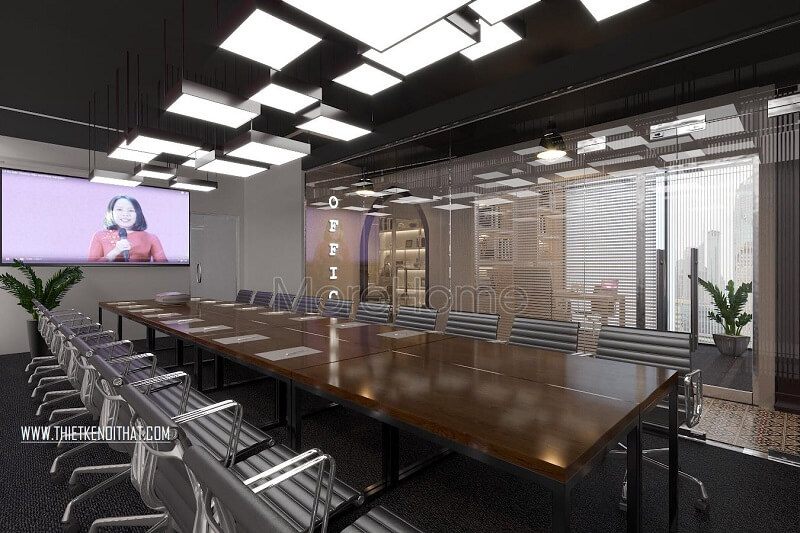Mẫu thiết kế phòng họp văn phòng cao cấp với cách bố trí nội thất văn phòng khoa học, hợp lí