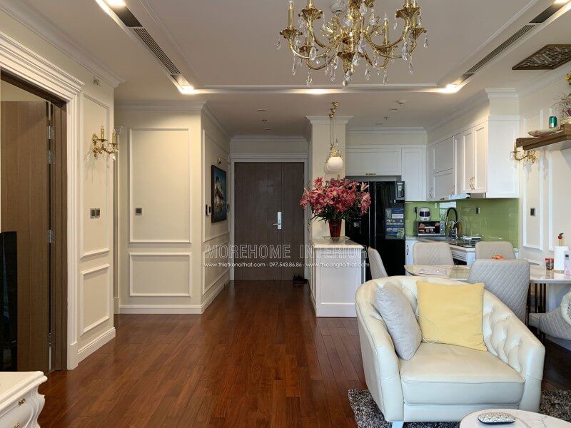 Thi công phào chỉ, sàn gỗ, đồ nội thất hoàn thiện cho căn hộ chung cư Vinhomes NGuyễn Chí Thanh quận Đống Đa Hà Nội