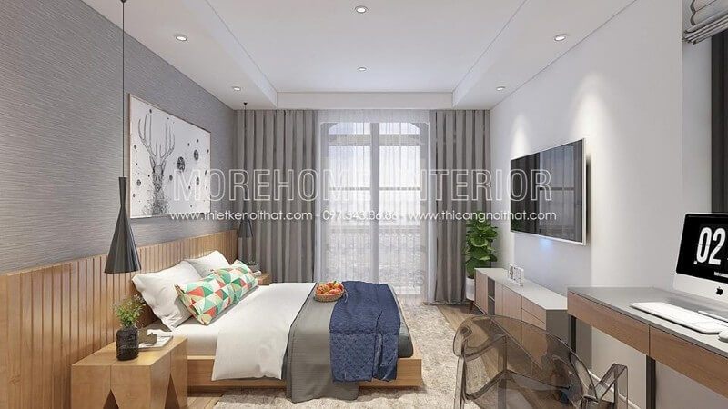 Nội thất phòng ngủ con chất liệu gỗ công nghiệp, các đồ gỗ nội thất như giường ngủ, bàn học, kệ tủ... giúp con bạn có được không gian nghỉ ngơi học tập tư giãn tiện nghi nhất