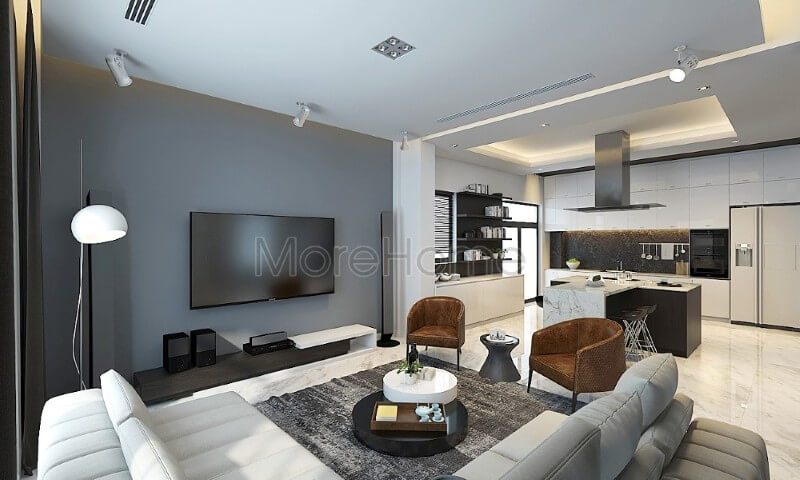 Thiết kế biệt thự cao cấp nhấn hiện đại, nhấn mạnh vào công năng sử dụng gợi cảm giác cơi nới, rộng thoáng hơn cho không gian sinh hoạt của các thành viên trong gia đình
