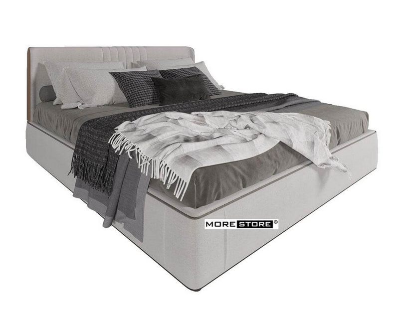 Mẫu giường ngủ bọc vải hiện đại với thiết kế đơn giản đầu giường bọc nệm được ưa chuộng tại MoreHome